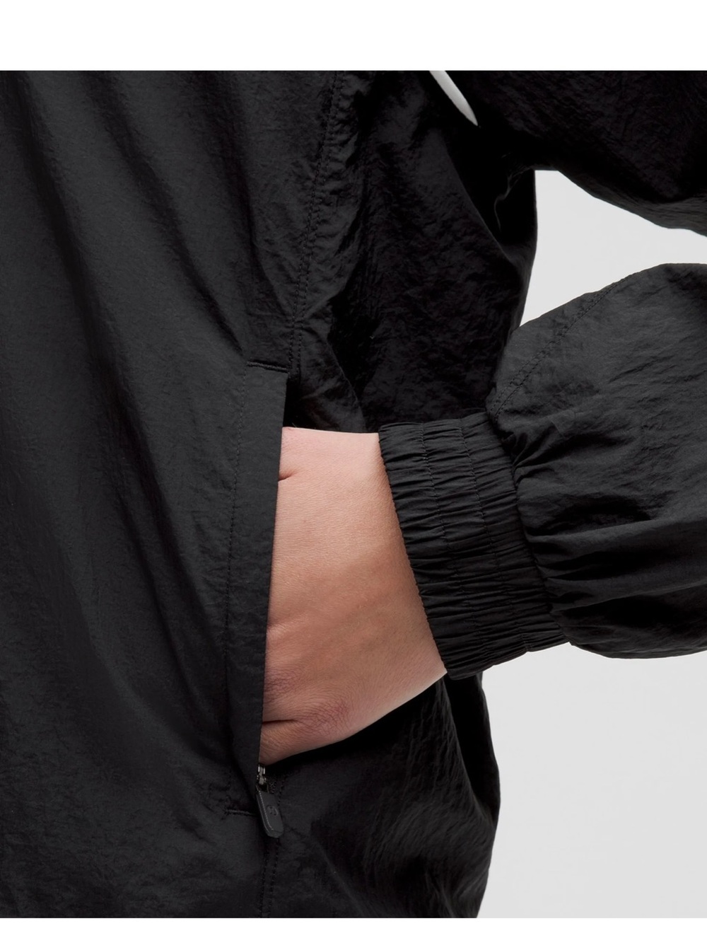 Lululemon Black Lightweight Track Jacket with White Piping - Picture 3 of 3